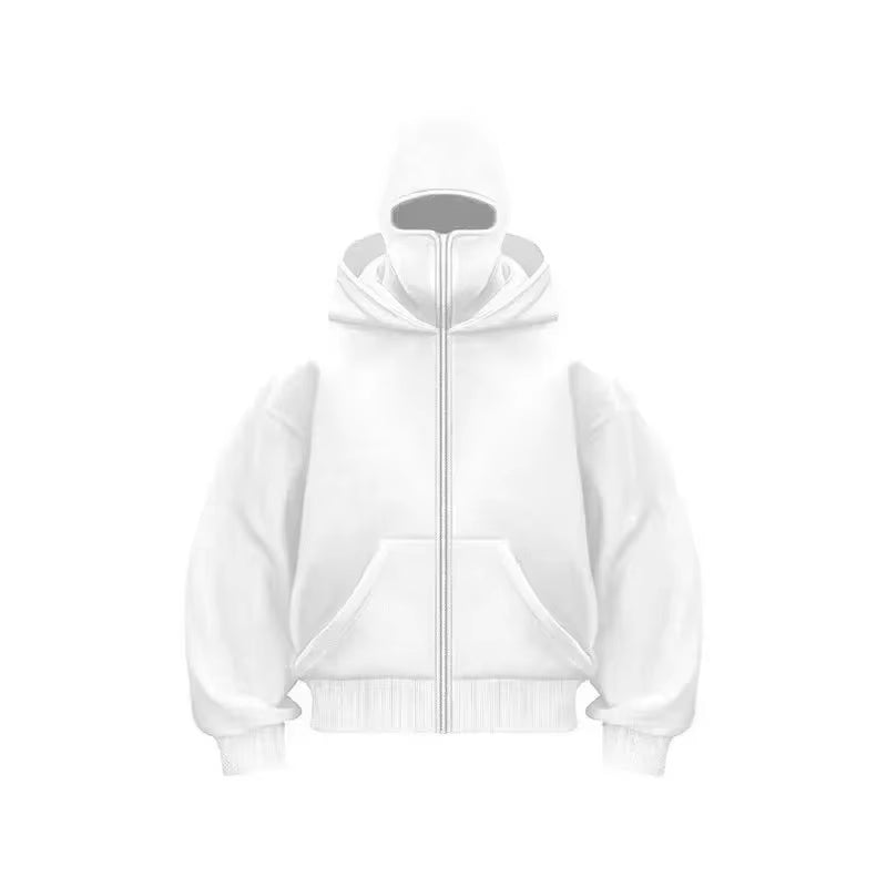 Men and women Balaclava Y2K Gothic Harajuku Autumn and winter new item double hooded sweatshirt men's mask zipper sportswear