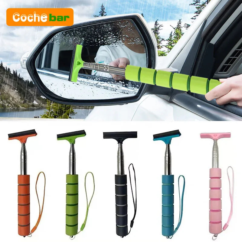 Telescopic Rearview Mirror Wiper Cleaning Tool for Automotive Glass Maintenance