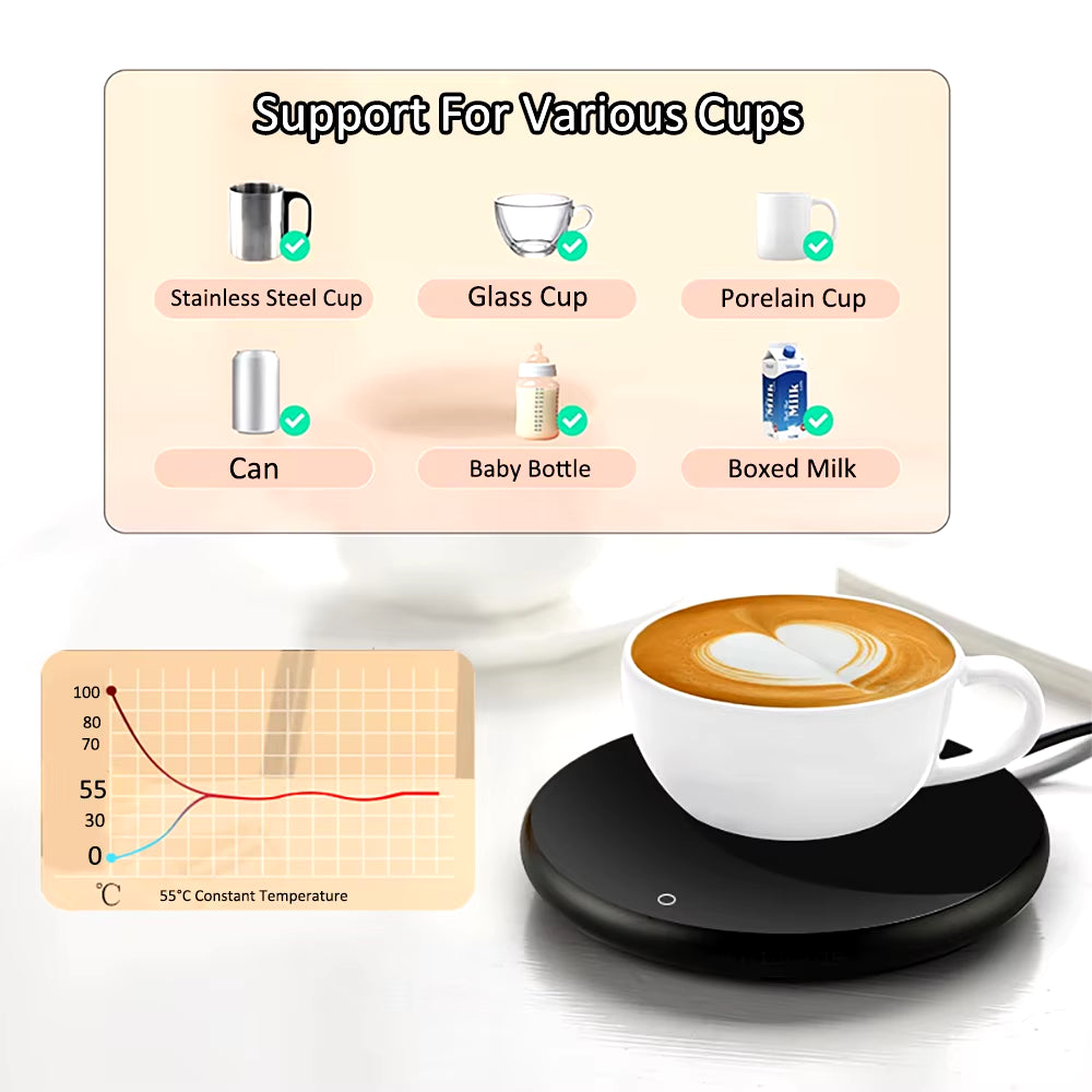 USB Electric Cup Warmer for Coffee and Tea - Desktop Heating Coaster for Home and Office Use