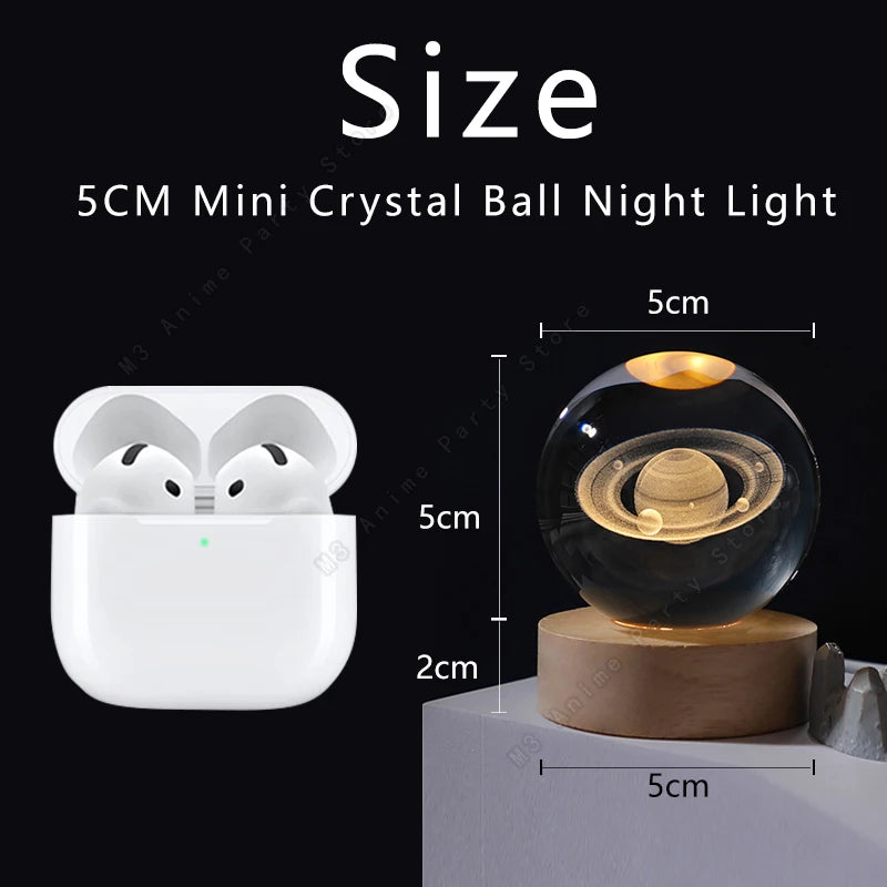 Enchanting 3D Crystal Ball LED Night Light - Stunning Galaxy Lamp Featuring Saturn, Planets, and Moon - Perfect 5cm Bedside Decor and Unique Children's Birthday Gift