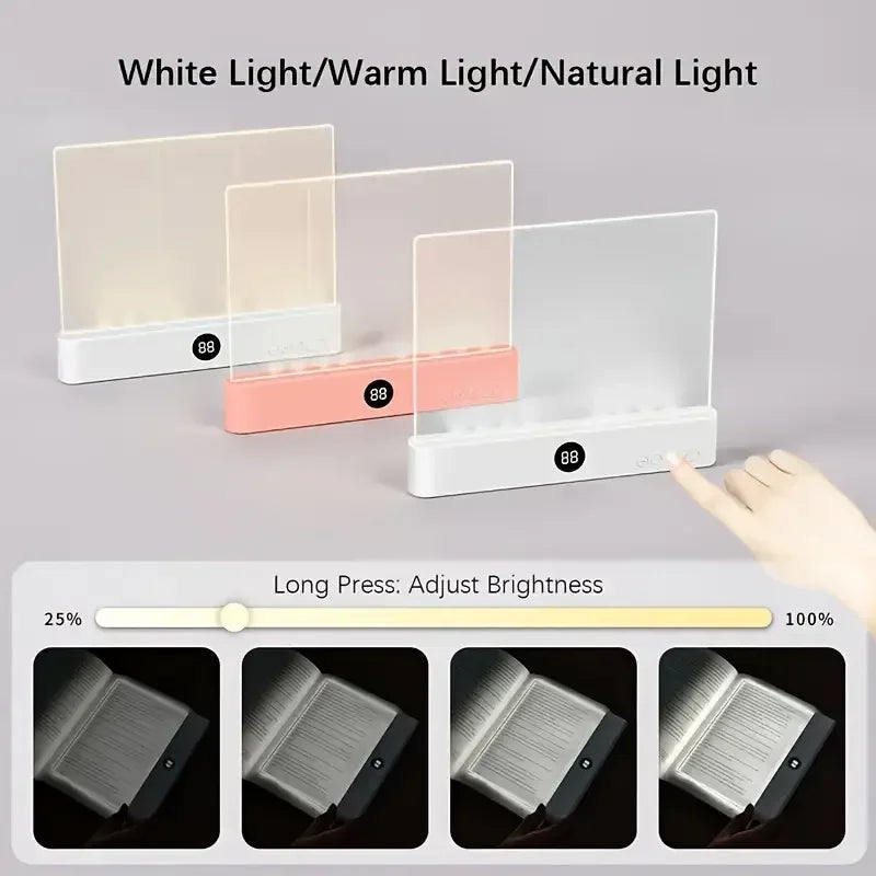 Illuminate Your Reading Experience: Rechargeable LED Book Light with Dimmable Panel and Three Color Settings