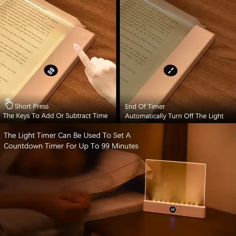 Illuminate Your Reading Experience: Rechargeable LED Book Light with Dimmable Panel and Three Color Settings